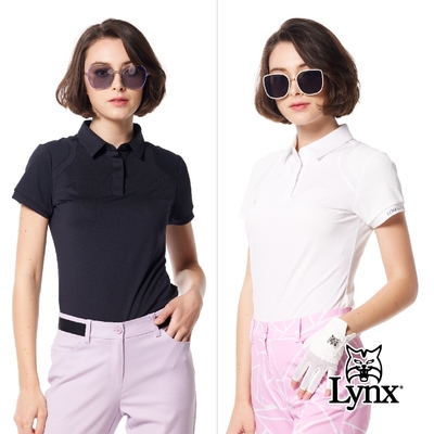 【Lynx Golf】女款合身版日本進口抗菌除臭機能後背LOGO立體凸印設計短袖POLO衫/高爾夫球衫(二色)