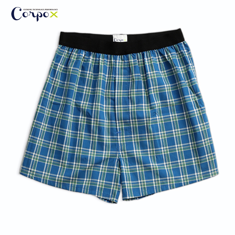 CorpoX 男款能量系列平口褲-藍綠格