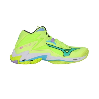 MIZUNO WAVE LIGHTNING Z8 MID男高筒排球鞋-美津濃 V1GA240511 螢光綠湖藍