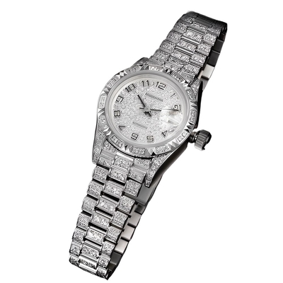 ROSDENTON 勞斯丹頓 公司貨 完美榮耀 晶鑽滿天星機械腕錶-銀-女錶(97626LD-A6)25mm