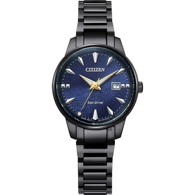 CITIZEN 星辰 亞洲限定 光動能簡約女錶 送禮推薦-銀河藍 EW2598-83L