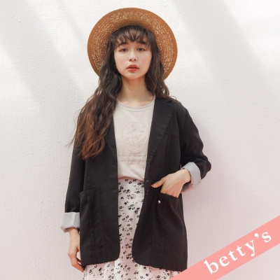 betty’s貝蒂思 後開衩大口袋西裝外套(黑色)