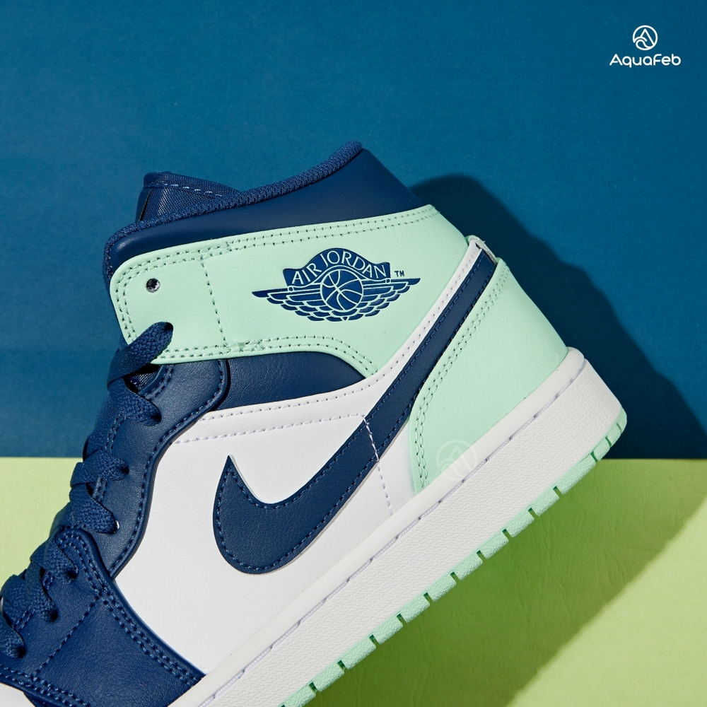 Nike Jordan 1 Mid Blue Mint 男鞋白藍綠色AJ1 高筒運動籃球休閒鞋