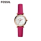 FOSSIL CARLIE MINI 靚亮女孩愛戀真皮女錶-桃紅色 28MM ES4827 product thumbnail 1