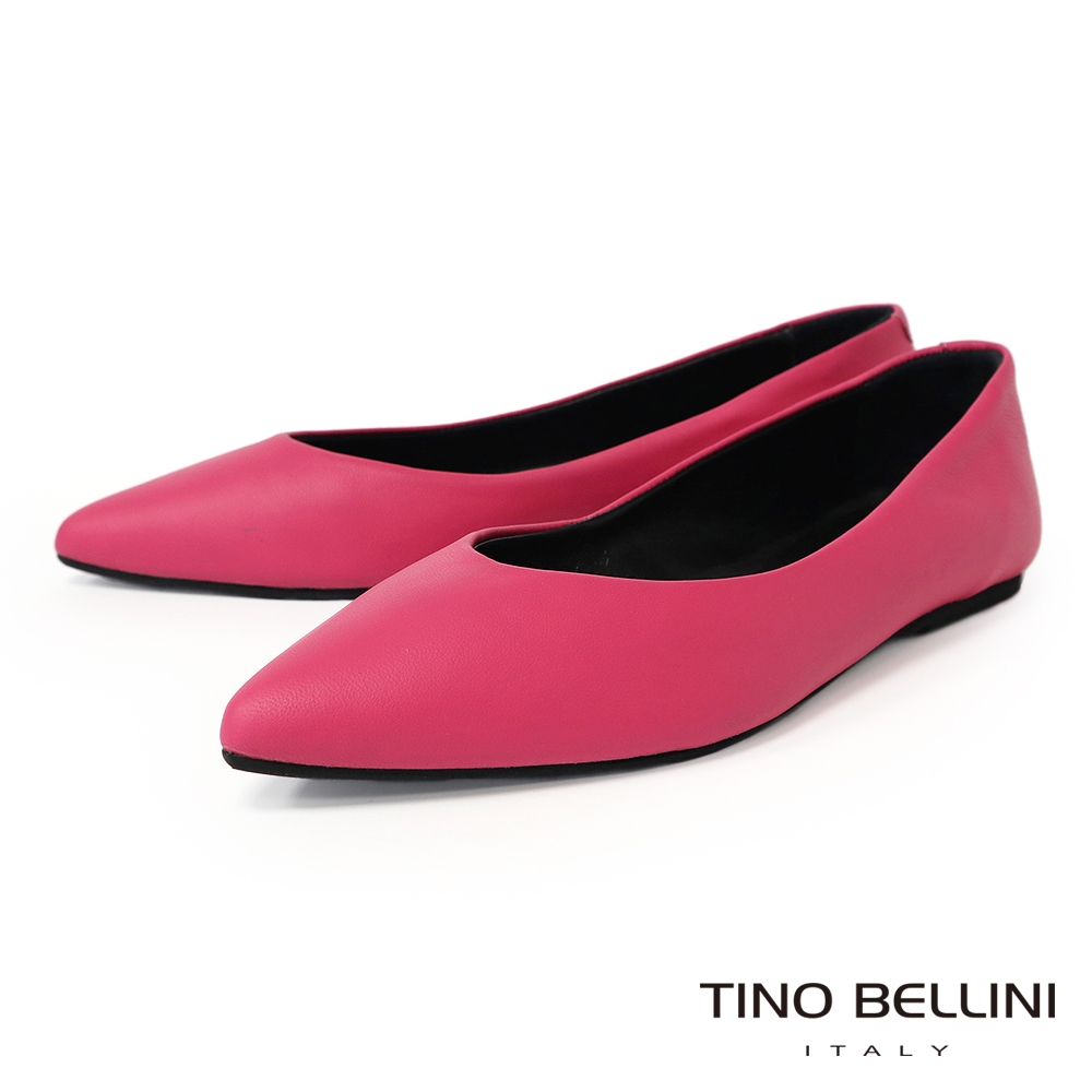 Tino Bellini 義大利進口素面尖頭平底鞋FSBV015(玫瑰粉)