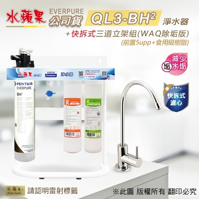 【水蘋果】everpure ql3-bh2 快拆式三道立架組淨水器 (waq 除垢版)