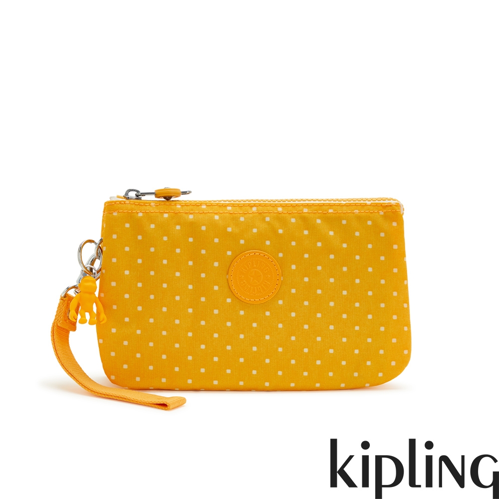 Kipling 點點奶油萊姆黃多層配件包-CREATIVITY XL