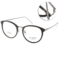 Go-Getter眼鏡 復古圓框/黑-槍銀#GO2035 C03