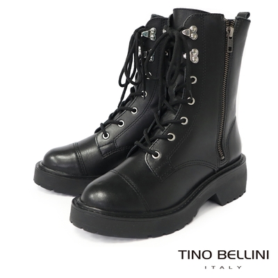 Tino Bellini 巴西進口個性繫帶拉鏈厚底中筒靴
