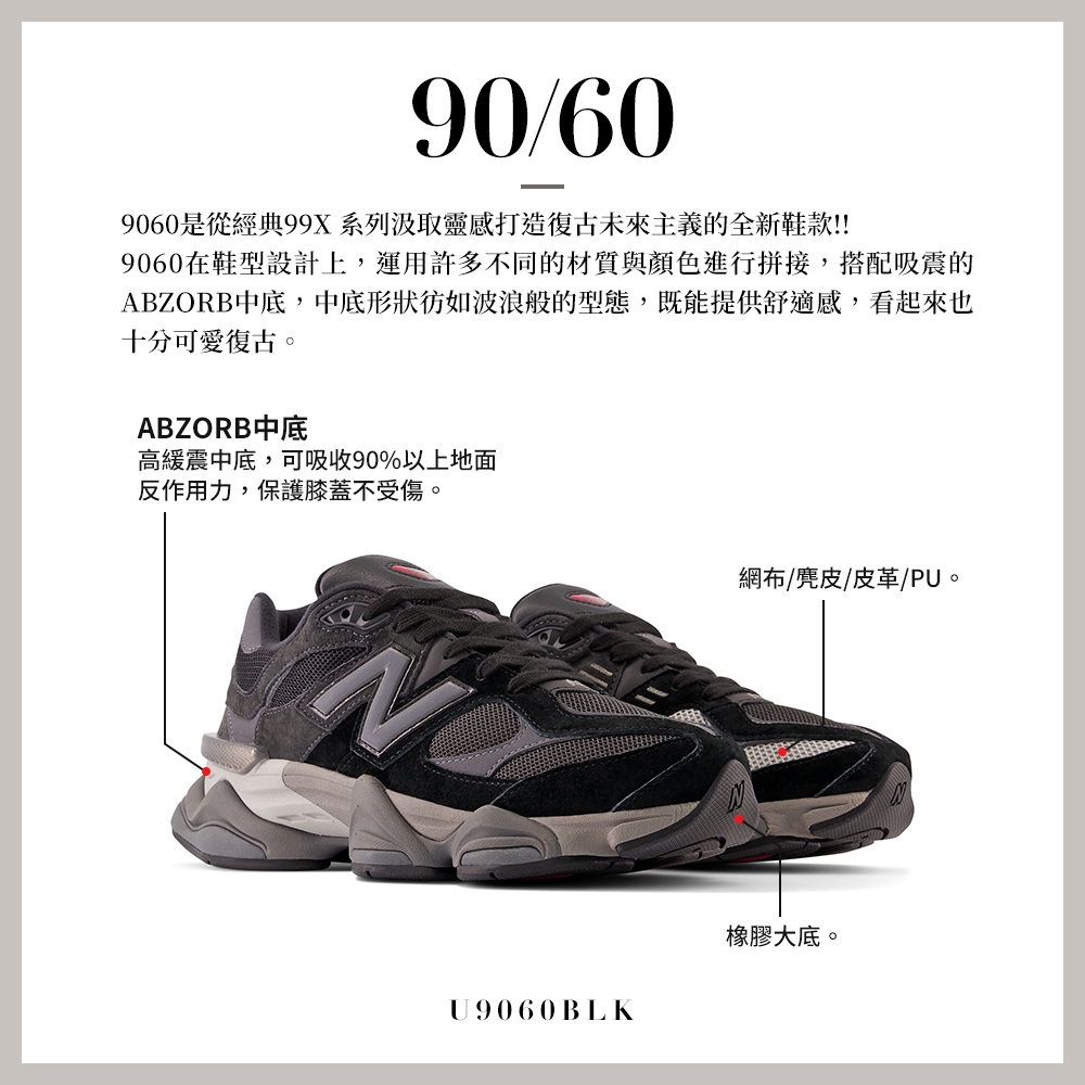 New Balance]復古鞋_中性_黑灰色_U9060BLK-D楦| 休閒鞋| Yahoo奇摩購物中心