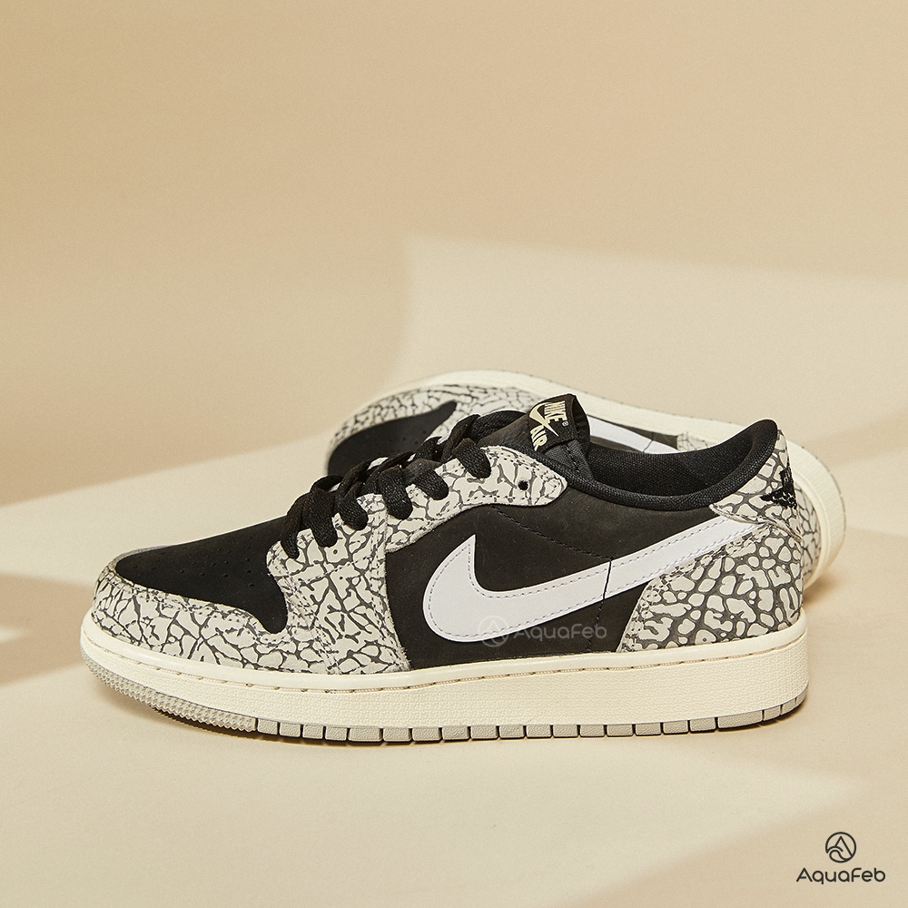 Nike Jordan 1 Retro Low OG 大童象紋爆裂紋水泥低筒喬丹休閒鞋CZ0858