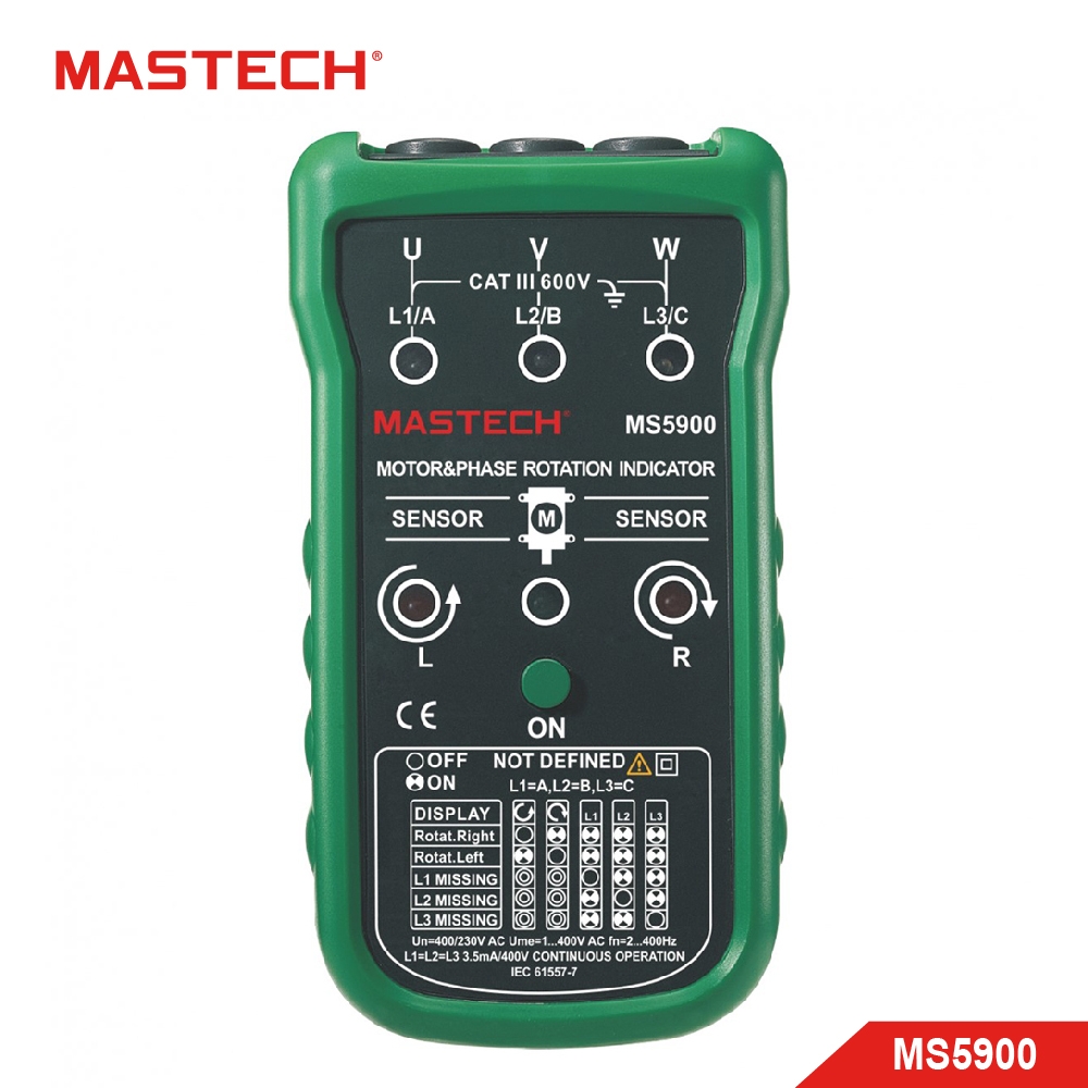 MASTECH 邁世 MS5900 非接觸式三相馬達相序測試/旋轉方向指示器 現貨