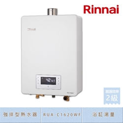 林內牌 RUA-C1620WF(NG1/FE式) 屋內型16L 數位恆溫 浴缸湯量 水量伺服器 強制排氣熱水器 天然
