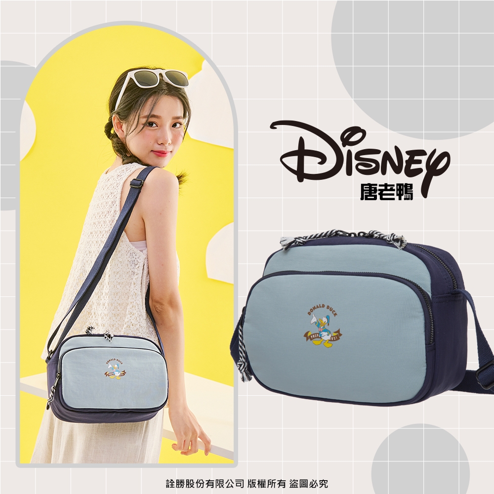 【Disney】唐老鴨-海邊走走鴨-側背包-灰藍 PTD22-C5-61GB