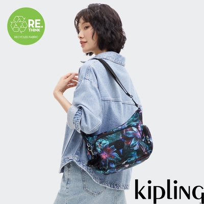 『牛角包』Kipling 光影花卉輕巧多袋實用側背包-GABB S