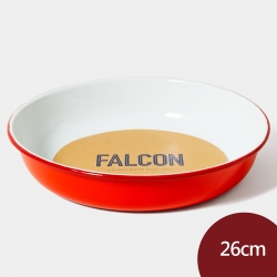 英國Falcon 獵鷹琺瑯 琺瑯圓形深盤 26cm 紅白