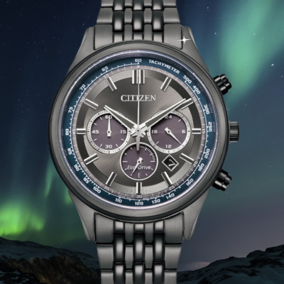 CITIZEN 星辰 光動能 三眼計時腕錶 41.7mm / CA4417-85H 黑X灰