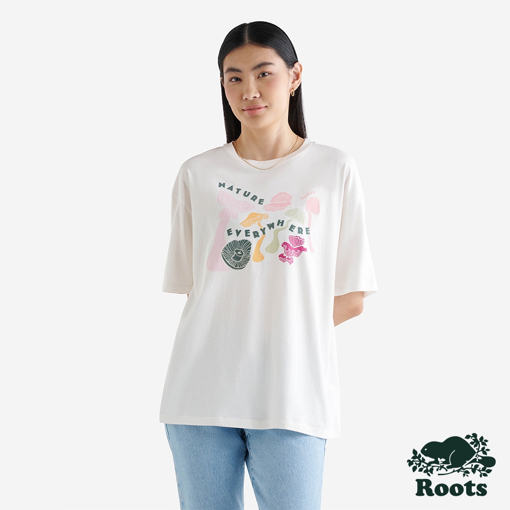 Roots 女裝- NATURE EVERYWHERE寬版短袖T恤-白色