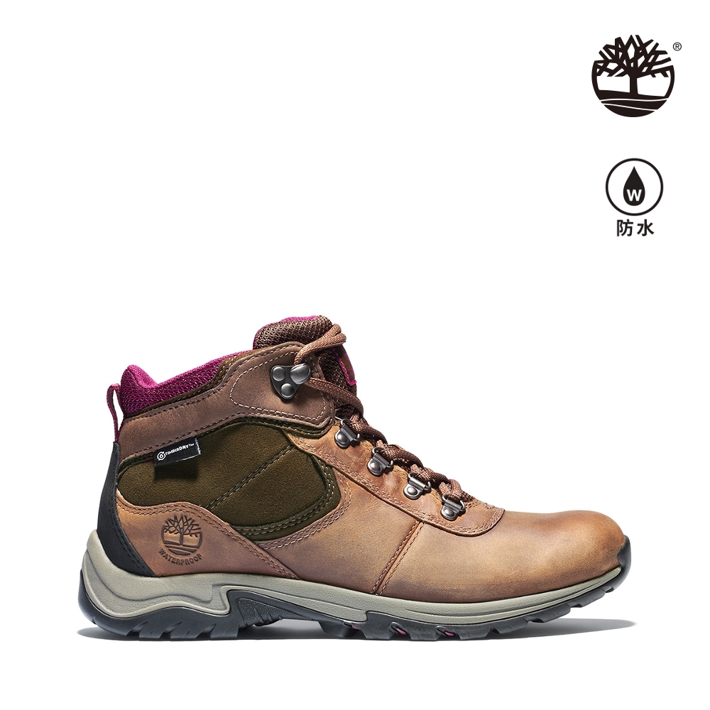 Timberland 女款深棕色全粒面皮革中筒防水健行鞋|A1Q52254 | 休閒鞋 