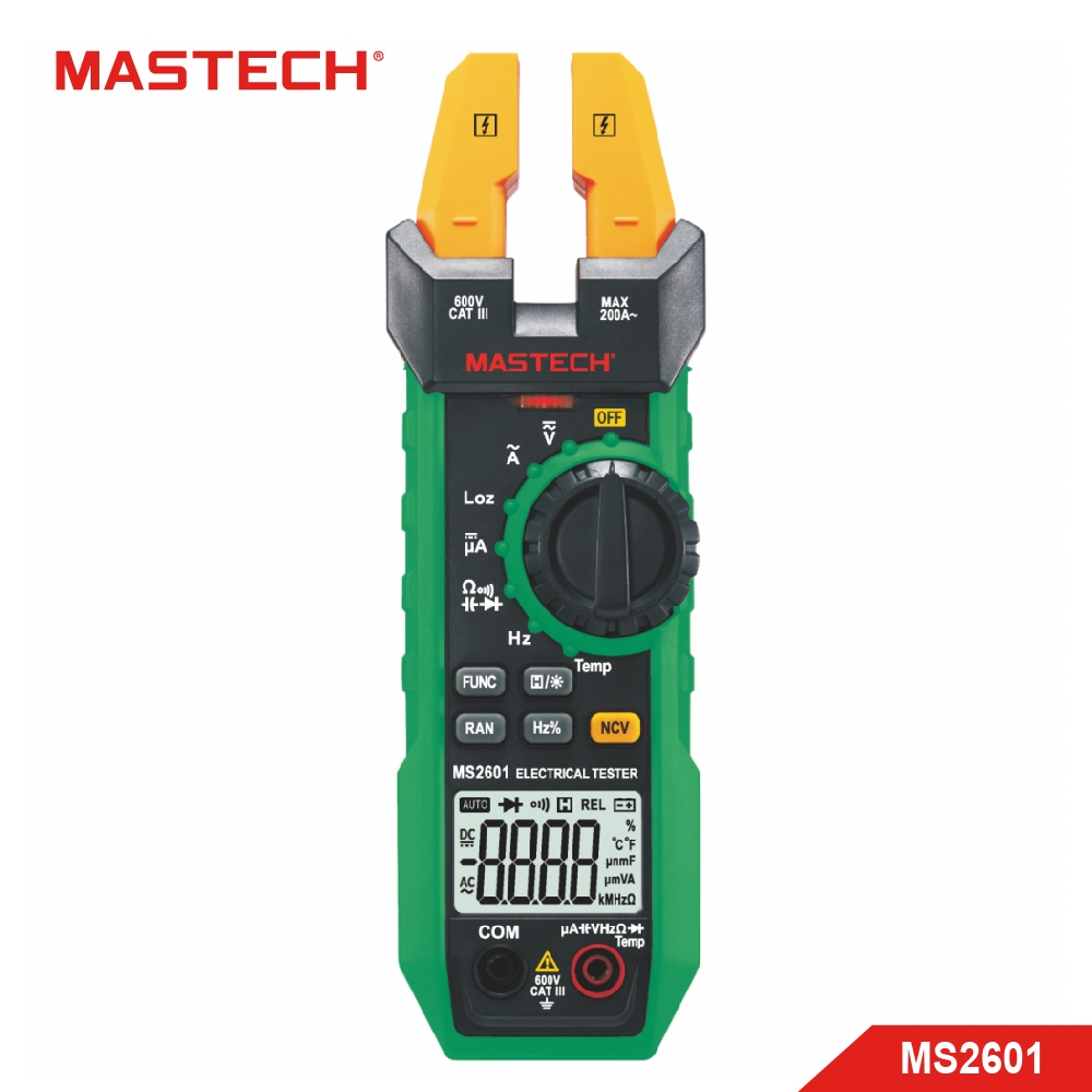 MASTECH 邁世 MS2601 數位交流鉗形表 NCV LO-Z 佔空比 溫度測量 現貨