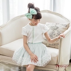 Annys安妮公主-氣質蕾絲網紗造型秋冬款短袖上衣*0418白色