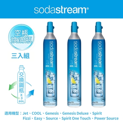 Sodastream二氧化碳交換旋轉鋼瓶425g(三入組)(須有3支空鋼瓶供交換滿鋼瓶)