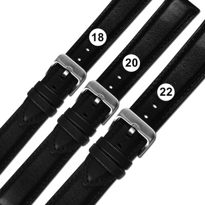 Watchband / 18.20.22 mm / 各品牌通用 義大利製 微防水 牛皮錶帶 黑色