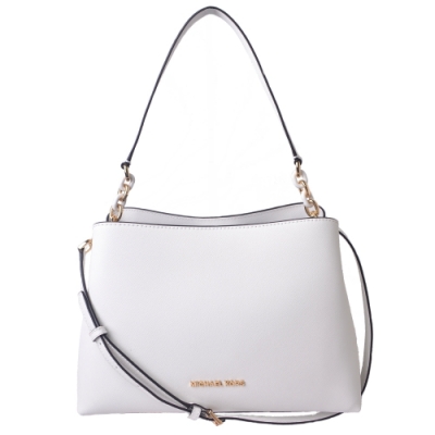 MICHAEL KORS SOFIA 金字LOGO防刮皮革手提/斜背包-白