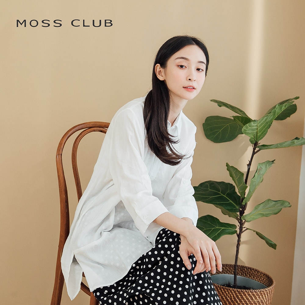 【MOSS CLUB】不規則條紋-女七分袖襯衫(黃色/版型適中)