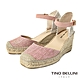 TINO BELLINI 西班牙進口布面草編楔形涼鞋FSOT018(粉紅) product thumbnail 1