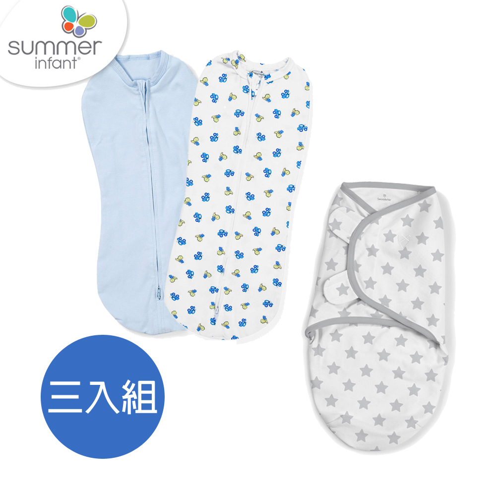 美國Summer Infant 小豆莢恐龍車車+純棉包巾浪漫星 S-3入組