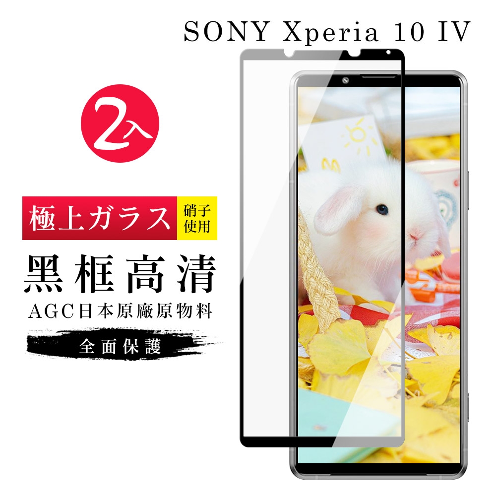 SONY Xperia 10 IV  6吋  AGC日本原料黑框高清疏油疏水鋼化膜保護貼(2入-10IV保護貼10IV鋼化膜)