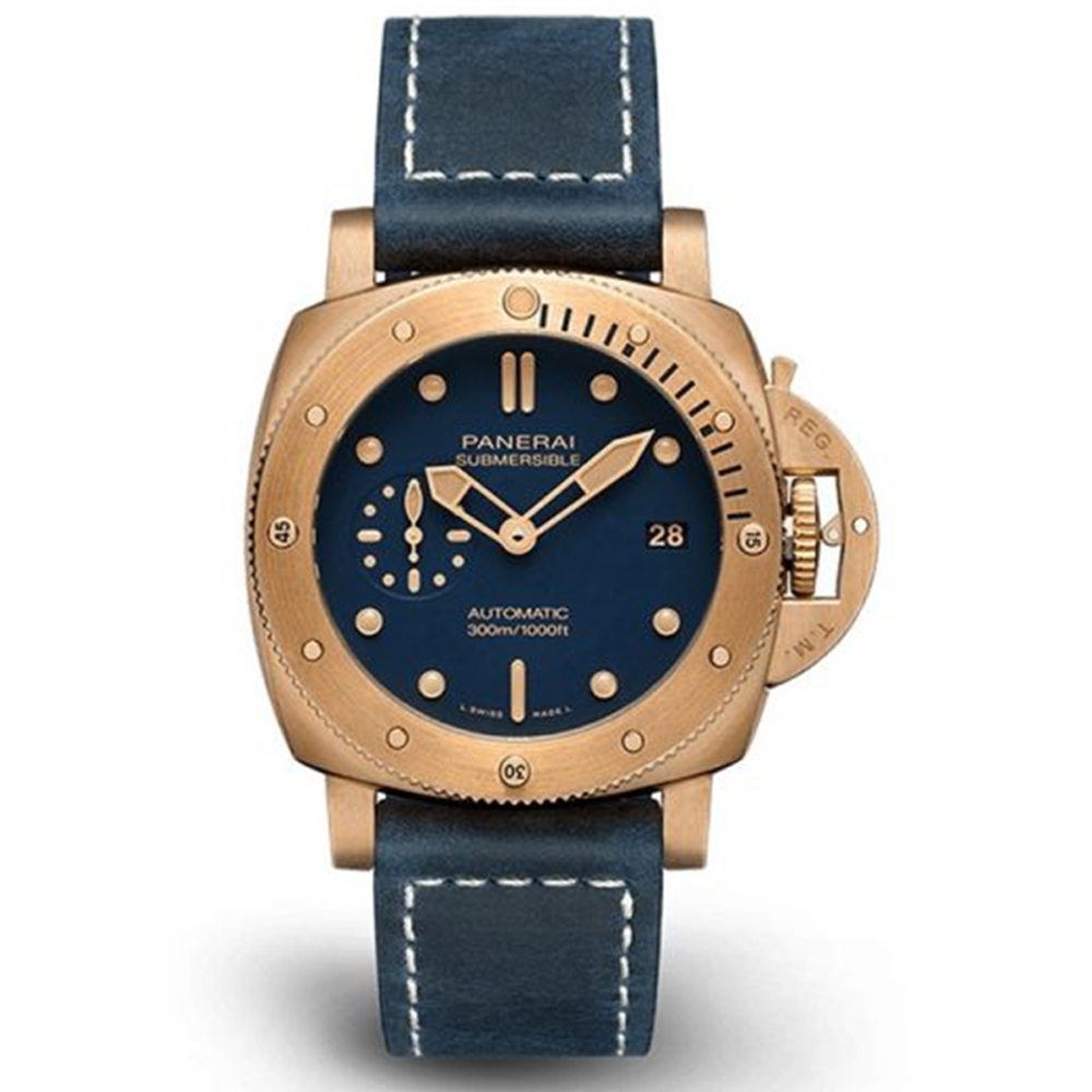 PANERAI 沛納海(PAM01074)Submersible Bronzo Blu Abisso 300米青銅皮帶款x啞光藍x42mm