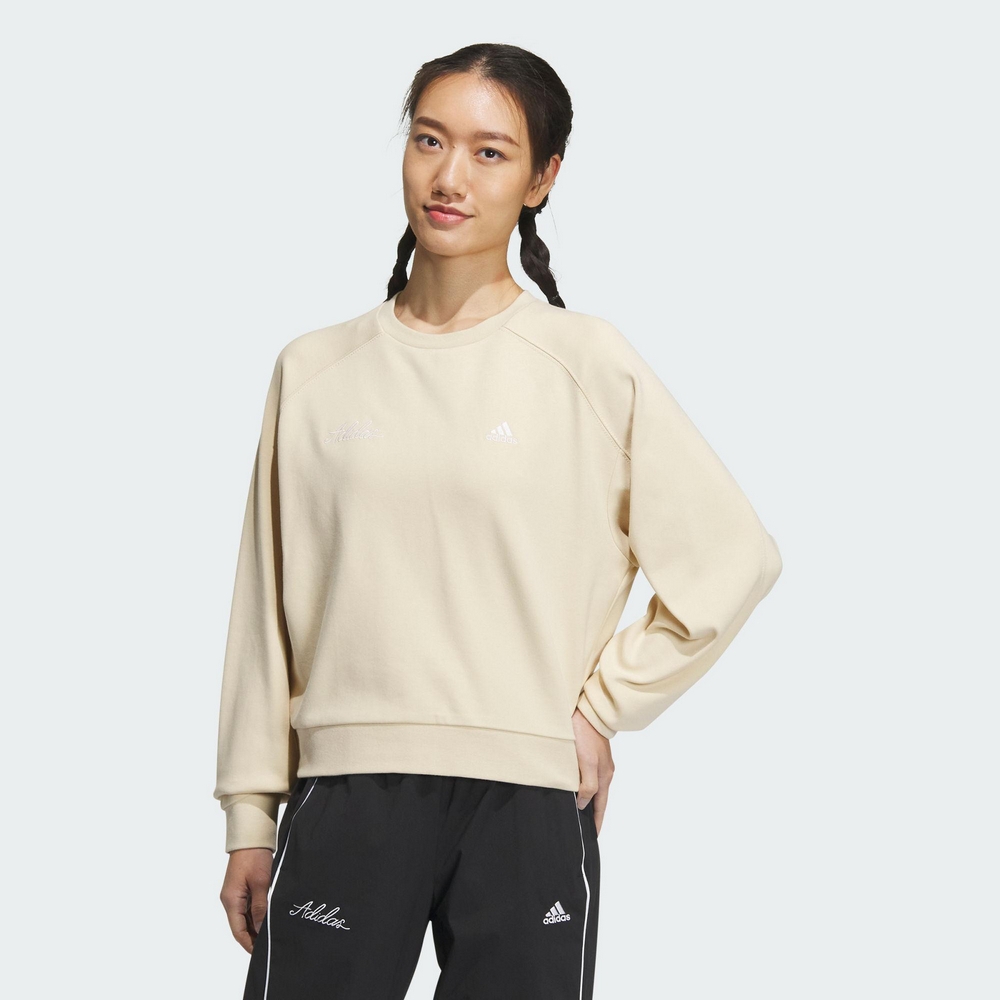 ADIDAS RCO CREW 女長袖上衣-米色-IP7088