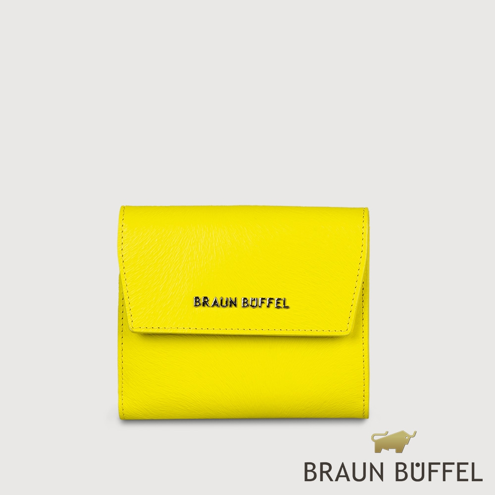 【BRAUN BUFFEL 德國小金牛】台灣總代理  萊納斯 8卡RFID防盜兩折短夾-青檸色/BF835-404-CYL