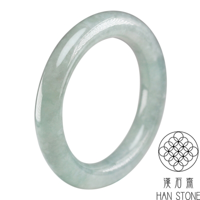 【漢石齋】天然翡翠A貨 圓條手鐲玉鐲 冰糯種(手圍19.4/版寬10.8mm)