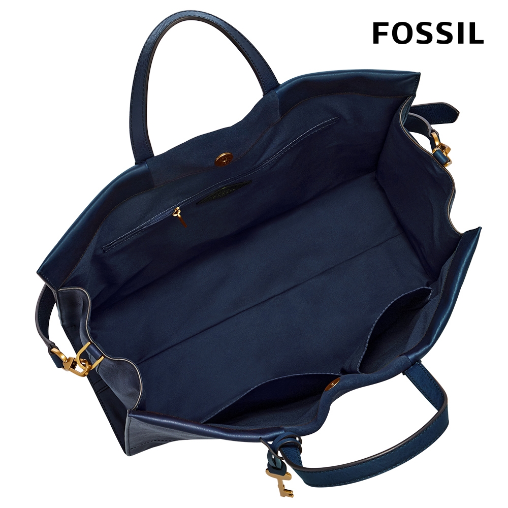 FOSSIL Carmen 真皮大容量兩用手提包-海軍藍ZB1447545 | 手提/手拿包