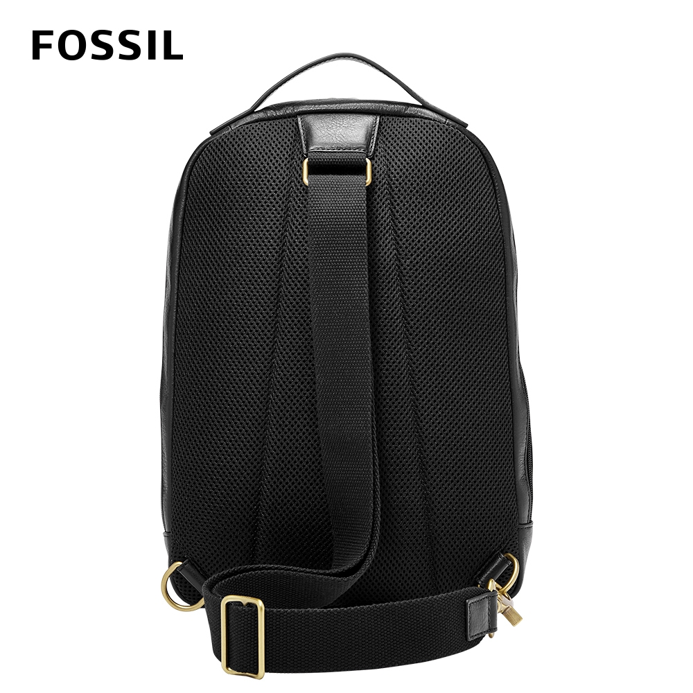 FOSSIL Buckner 多功能真皮單肩電腦包-黑色MBG9444001 (可入13吋筆電 