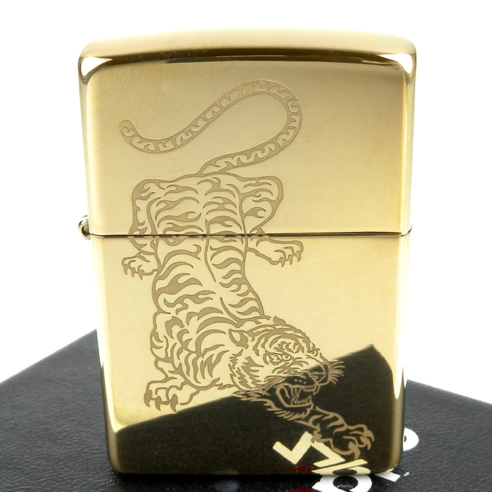 ZIPPO 美系~Tattoo Tiger-虎紋圖案光澤蝕刻加工打火機