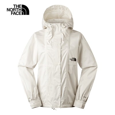 【The North Face 官方旗艦】北面女款白色防水透氣可提節袖口連帽衝鋒衣｜8BABQLI