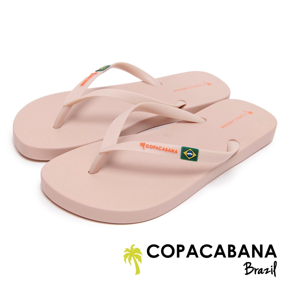 Copacabana 經典巴西國旗人字鞋-粉橘