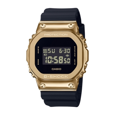 CASIO卡西歐 G-SHOCK 黑金時尚 高調奢華 金屬錶殼 經典方型 GM-5600G-9