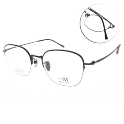 MA-JI MASATOMO 文青質感半框橢圓框 日本鈦 光學眼鏡 PLUS M系列/黑 深灰#PMJ077 C4