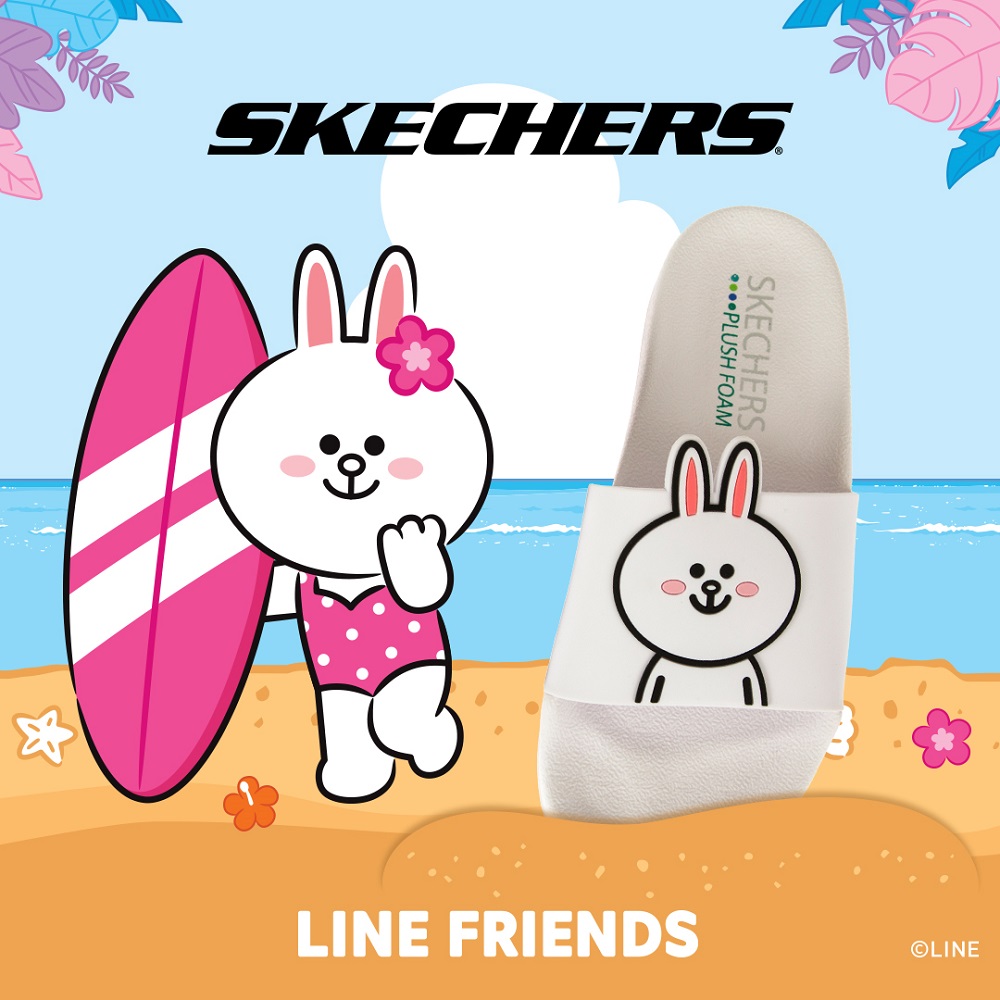 SKECHERS 女休閒系列 涼拖 2ND TAKE LINE FRIENDS 兔兔限定款 - 31644WHT