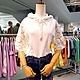 La Belleza素色連帽抽繩蕾絲鏤空接袖棉質T恤 product thumbnail 3