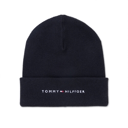 TOMMY 熱銷刺繡文字Logo純棉毛帽-黑色