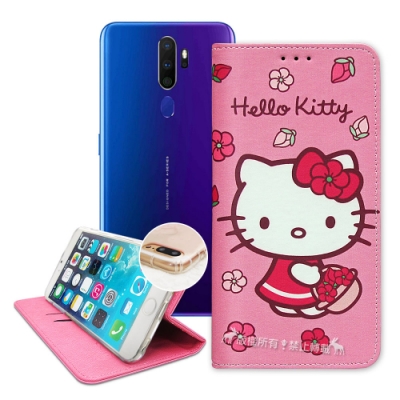 三麗鷗授權 Hello Kitty OPPO A5/A9 2020 櫻花吊繩款彩繪側掀皮套