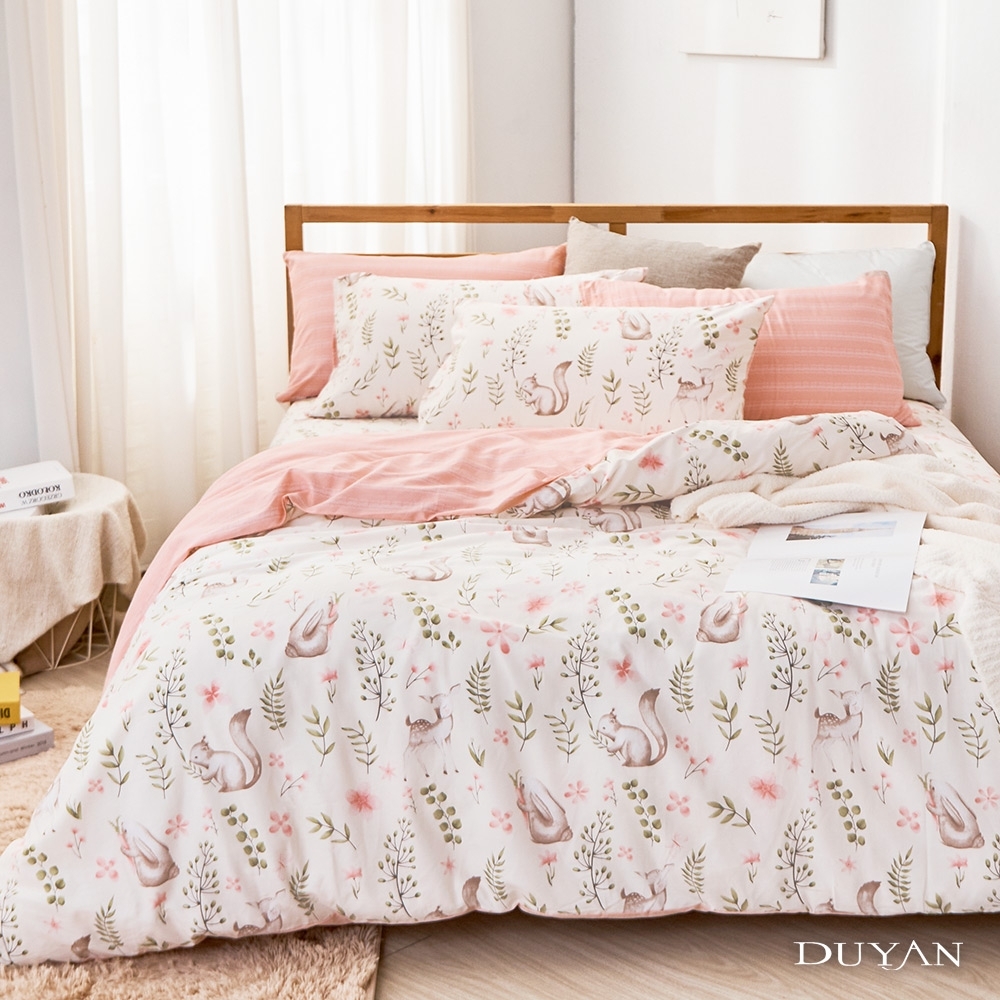 DUYAN竹漾-100%精梳純棉-雙人床包被套四件組-尋覓夥伴 台灣製
