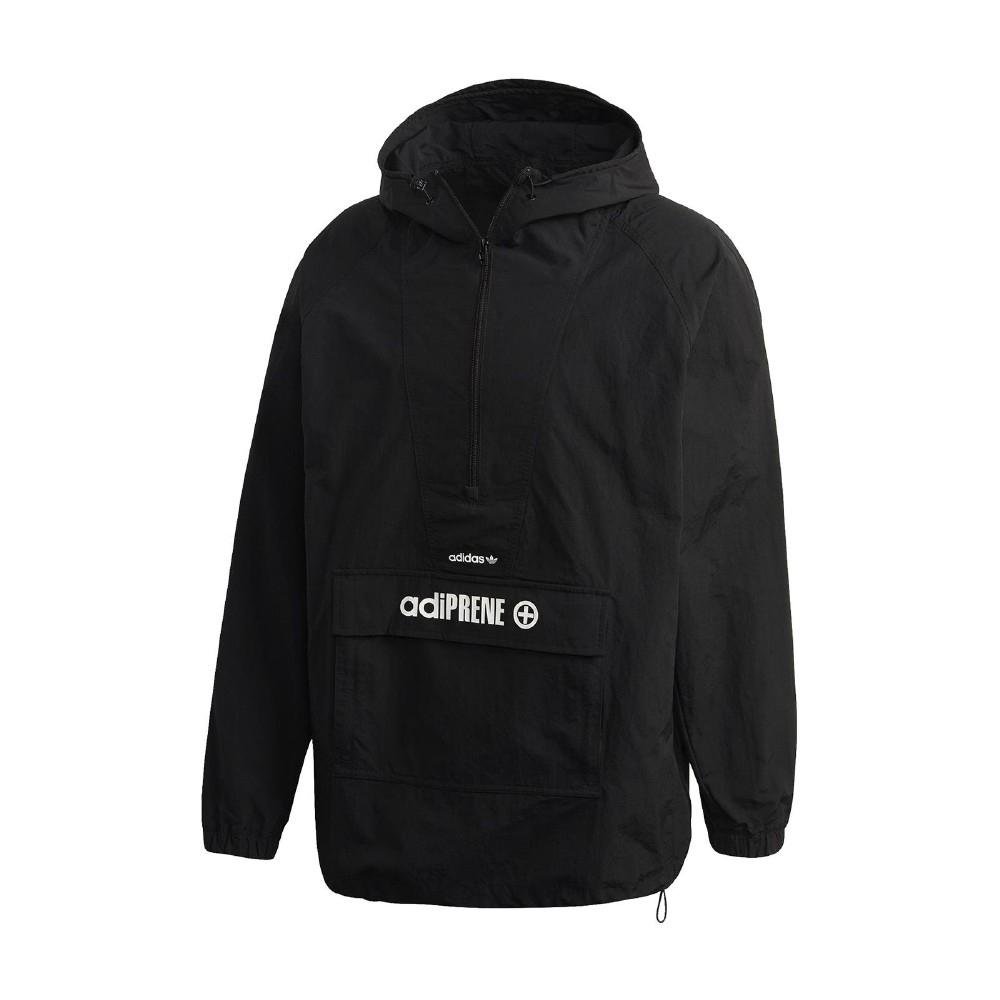 adidas T恤 adiPRENE Windbreaker 女款 愛迪達 半開襟 前翻蓋口袋 穿搭 連帽 黑 白 GD5999