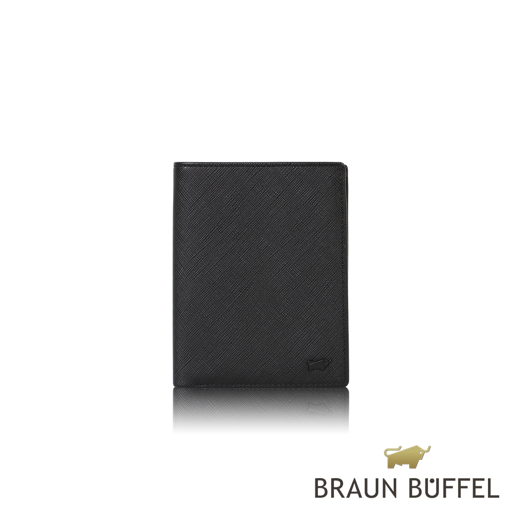 【BRAUN BUFFEL 德國小金牛】台灣總代理 洛菲諾P-II 12卡直立中夾-黑色/BF347-359-BK